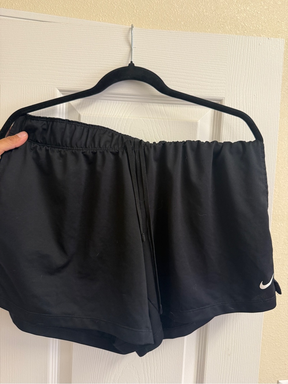 Nike Women’s Dri-FIT Black Running Shorts Elastic Logo Waistband Size L